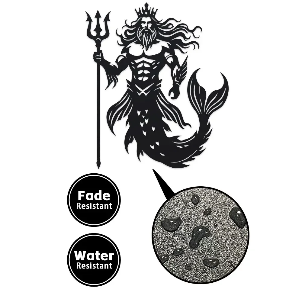 1pc Merman King Coastal Wall Art -1Pc Unique Cut Iron Metal Sign with Modern Home Decor Style - Perfect Housewarming Gift