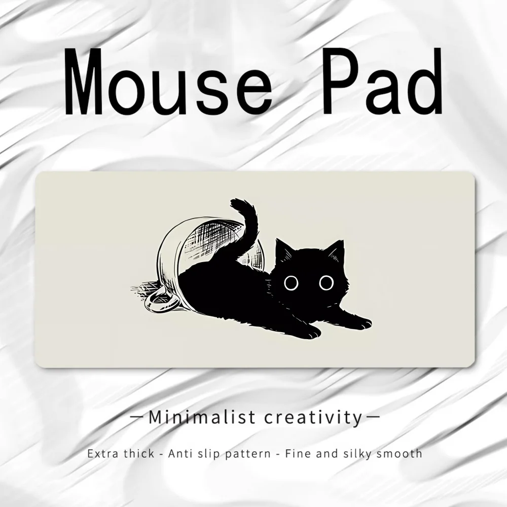 

Gaming Mause Pad Kawaill Computer Mouse Mat Black Cat Gamer XL 800x300mm Mousepad Keyboard Pads Office Desk Mats