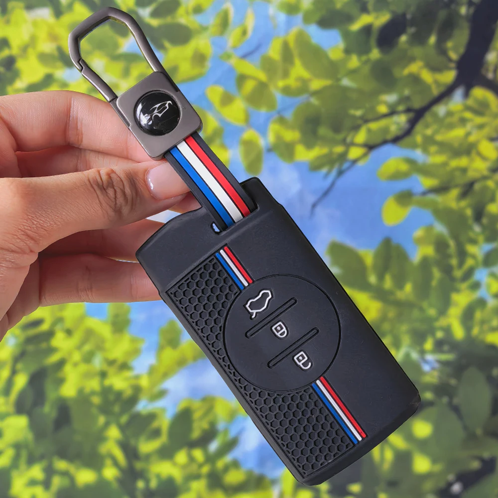 Smart Remote Key Silicone Protector with Keychain, Honeycomb Racing Strip Case for Chery Tiggo 7 Pro 8 2 Pro 3x 5x Exeed
