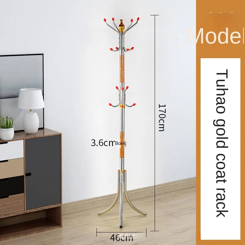 Stainless Steel Floor Mounted Clothes Rack for Home Use, Bedroom, Living Room, Simple Vertical Clothes Pole Storage Rack