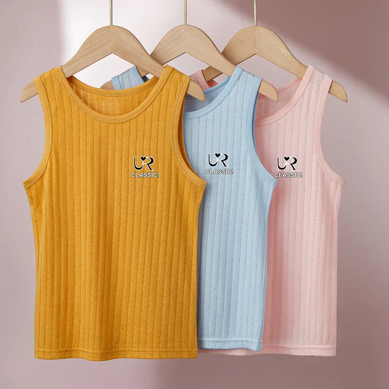 Kids Summer Tee Vest for Boys Children Summer Vest Tops for Girls Candy Tank Top Children Clothes Cotton Tees Sleeveless T-shirt