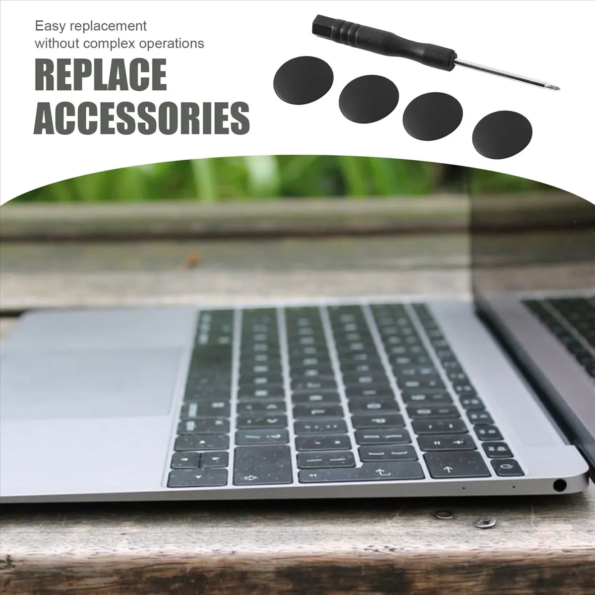 A46U Rubber Feet with Screws Bottom Screwdriver Set for MacBook PRO A1278 A1286 A1297 13, 15, 17 (Not for Retina Screens)