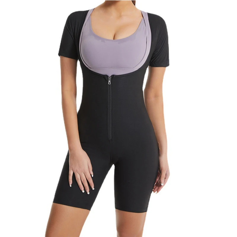 Womens Sauna Suit for Weight Loss Full Body Shaper Shapewear Bodysuit Sweat Slimming Workout Waist Trainer with Sleeves