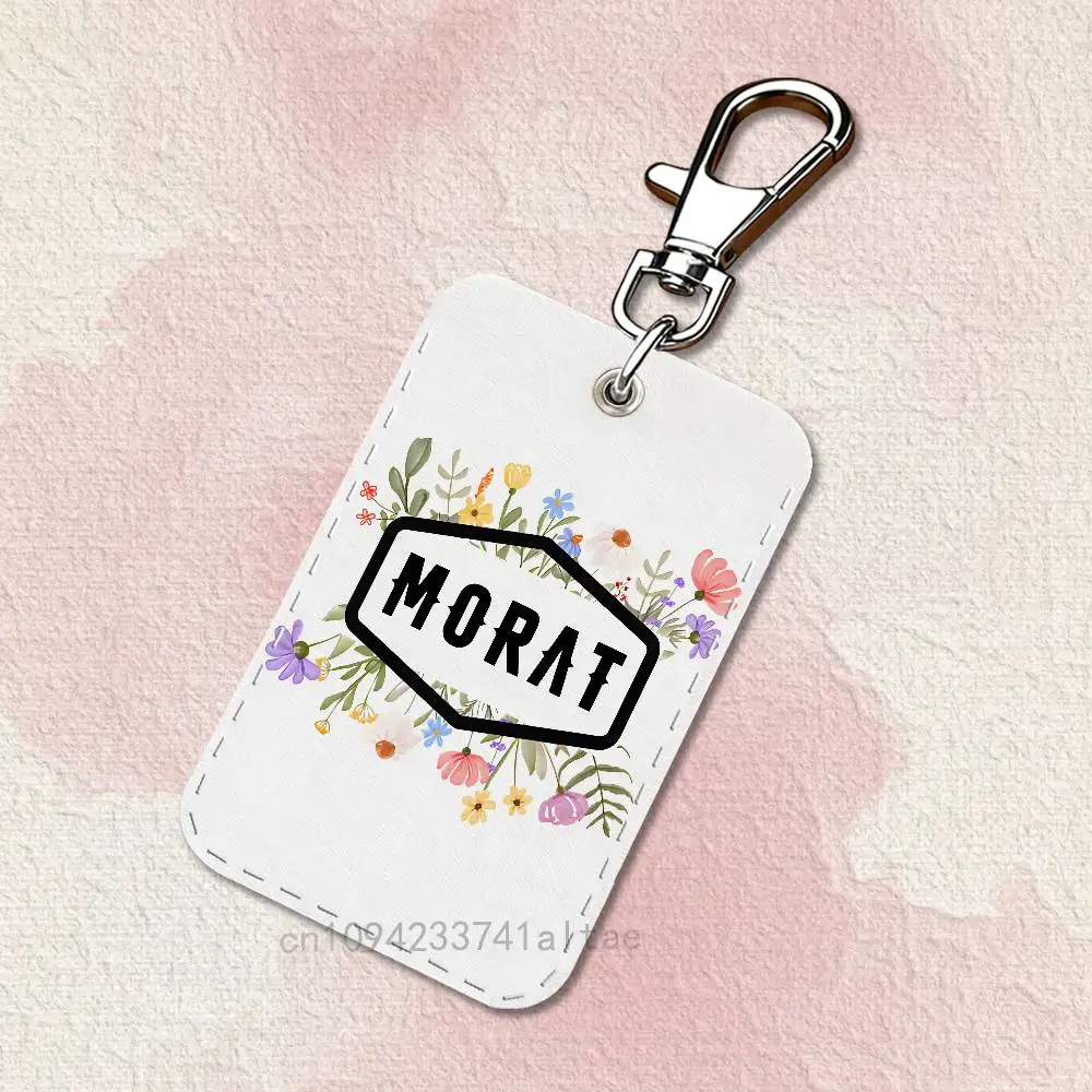 M-Morat 밴드형 직사각형 액세스 카드 케이스 가죽 카드 홀더 키체인 키링 교통카드 케이스
