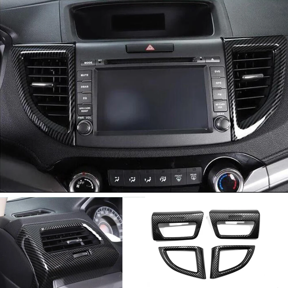 Carbon For Honda CRV CR-V 2012-2016 LHD Car Dashboard Middle Front Small Air Conditioner Outlet left right AC Vent Cover Trim