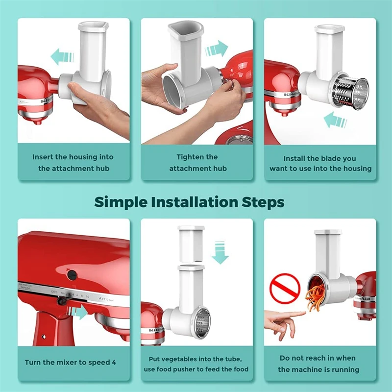 Acessórios da retalhadora do cortador, cortador vegetal da preparação fresca para o misturador do suporte do kitchenaid, fabricante da salada com