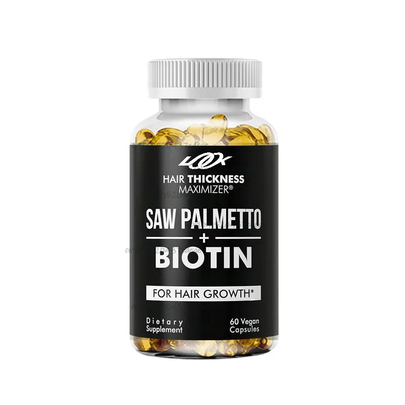 Saw Palmetto + Biotina Combo 2 em 1 avançado para crescimento capilar. Suplemento de cápsulas veganas com extrato natural de Saw Palmetto