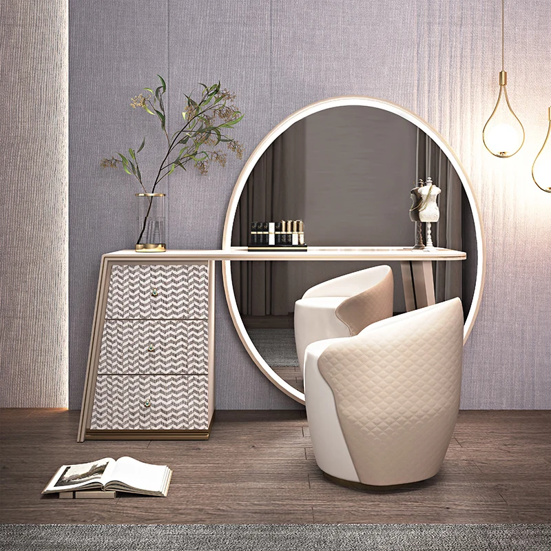 

Luxury Vanity Dressing Table Mirror Chair Body European Coffee Modern Dressing Table Makeup Nail Wood Penteadeira Furniture