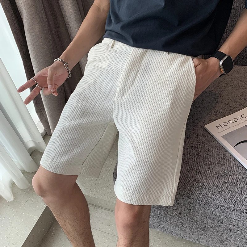 

Летние мужские повседневные шорты Slim Fit, однотонные, с эластичным поясом, тонкие, прямого кроя, молодежные, стильные, модные