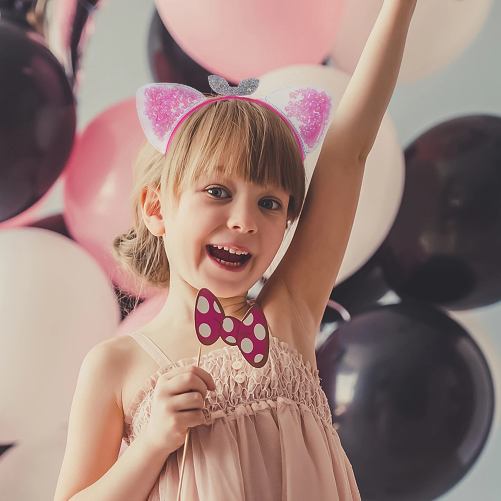 

6 Pcs Cat Ear Headband Quicksand Crown Fashion Party Plastic Baby Children Headdress Festive Photo Props Easy Wear