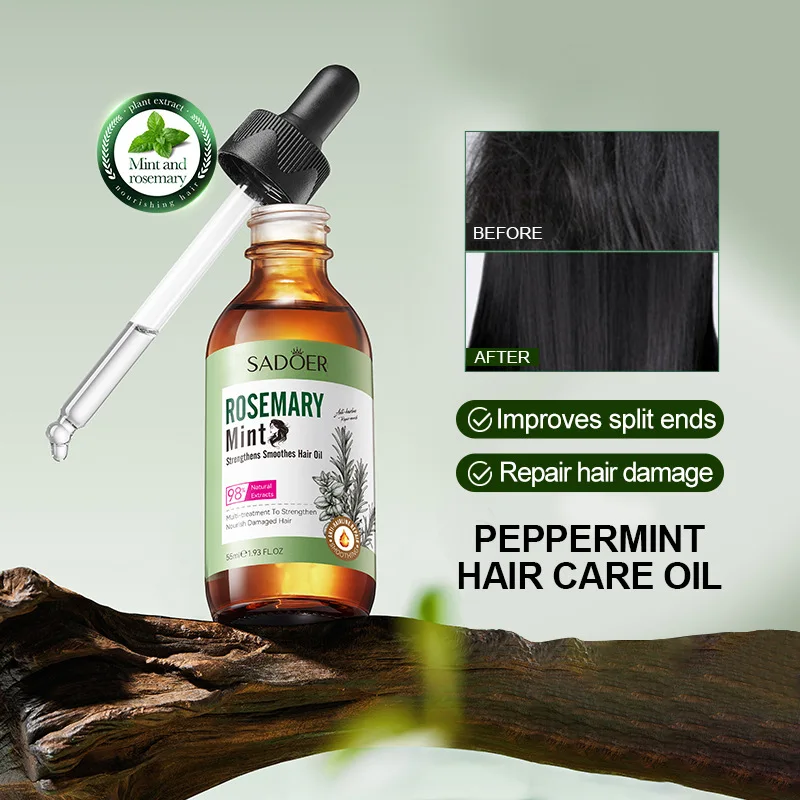 

SADOER Rosemary Mint Strengthens Hair Essence Hair Care Oil Repair Dry Damaged Hair Smooth Moisturizing Treatments for Hair