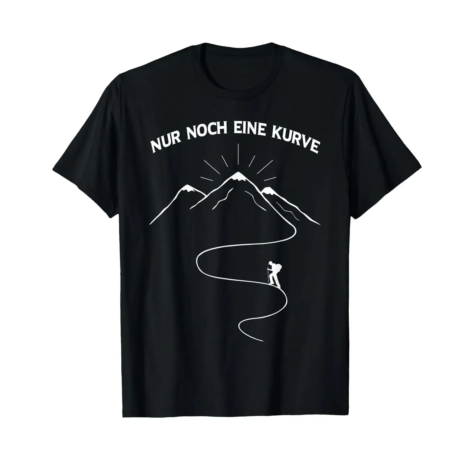 T shirt with German text Nur noch eine Kurve Language black vintage Washed Casual Unisex Soft Comfortable Top For Everyday Wear