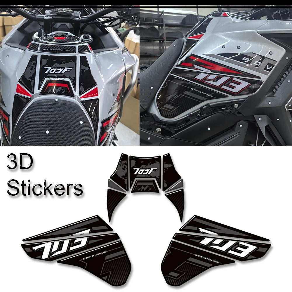 For Zontes ZT703-F ZT-703F ZT 703F 703 F Adventure Motorcycle Tank Pad Cap Grips Knee Front Mudguard Fender Protector Stickers