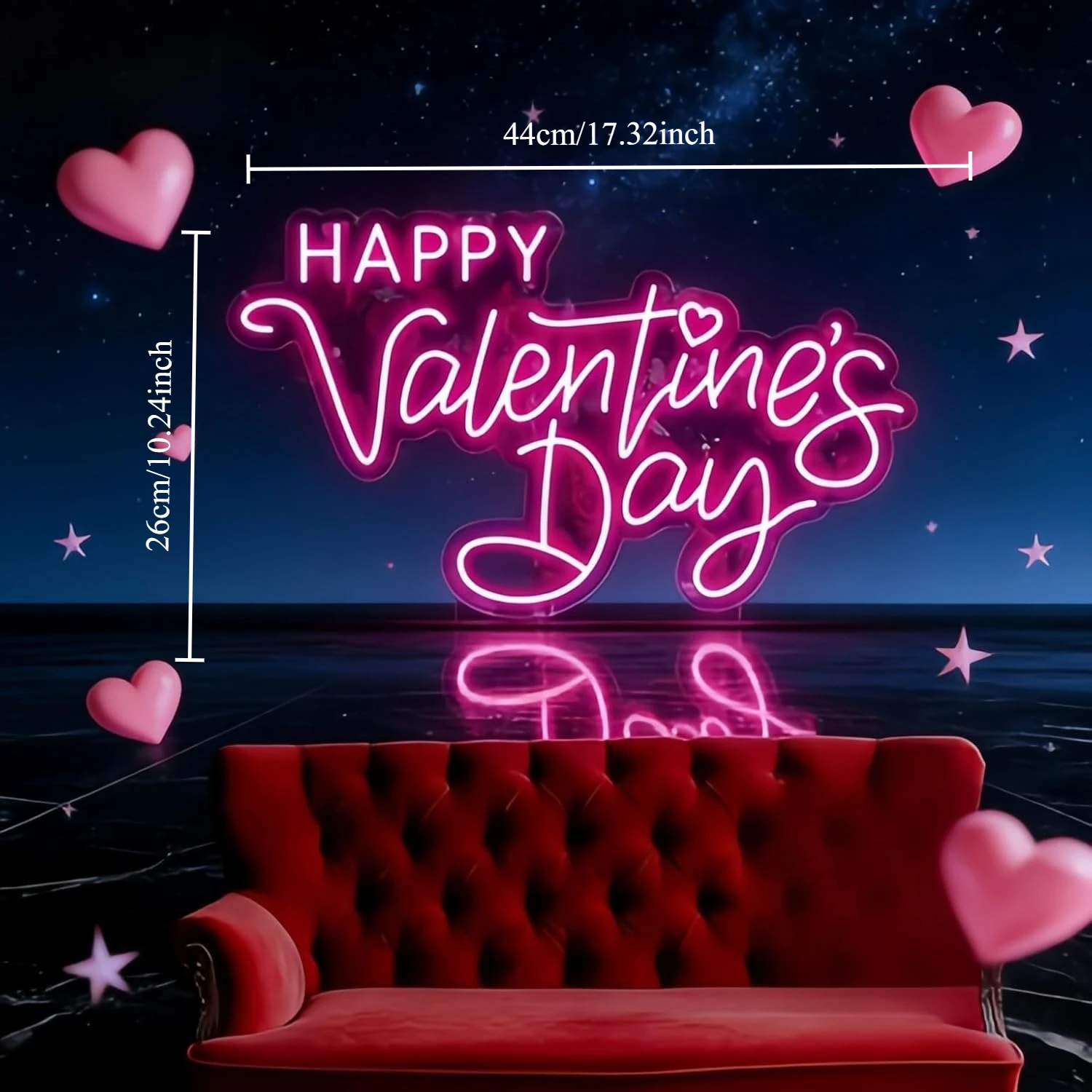 Happy Valentines Day Neon Sign LED Dimmable USB Wall Light for Wedding Proposal Couple Bedroom Florist Shop Party Cafe Decor