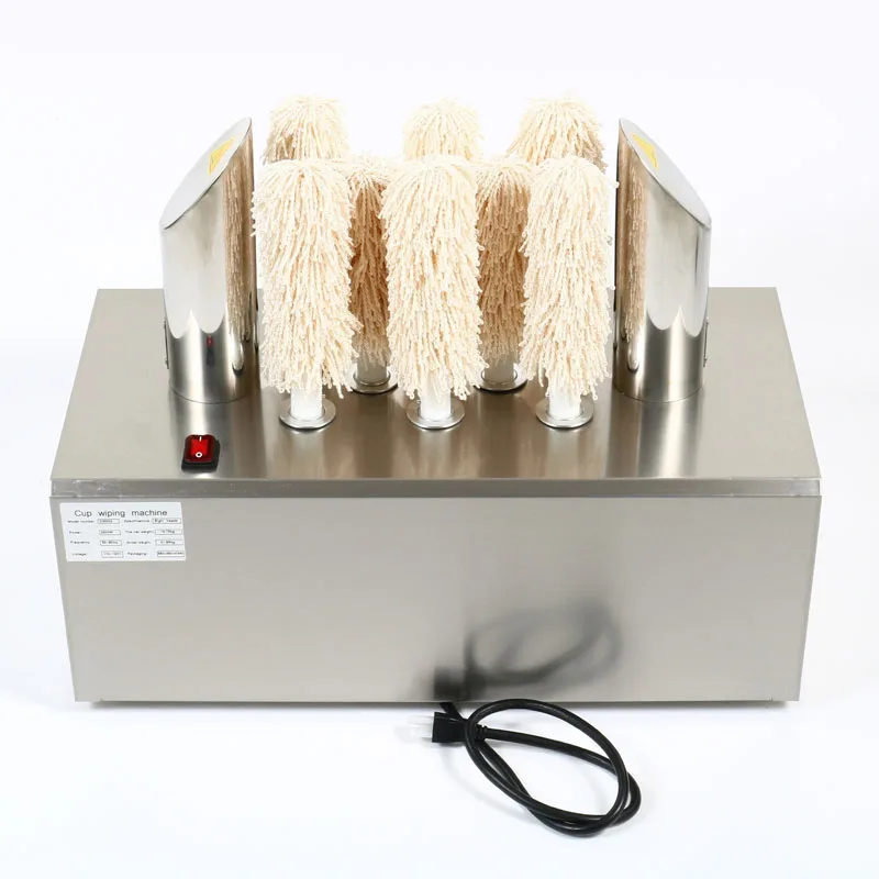 3 Or 8 Heads Stainless Steel Electric Cup Wiping Machine, Commercial Glass Cup Polisher, Low Noise Glassware Cleaner For Bar And