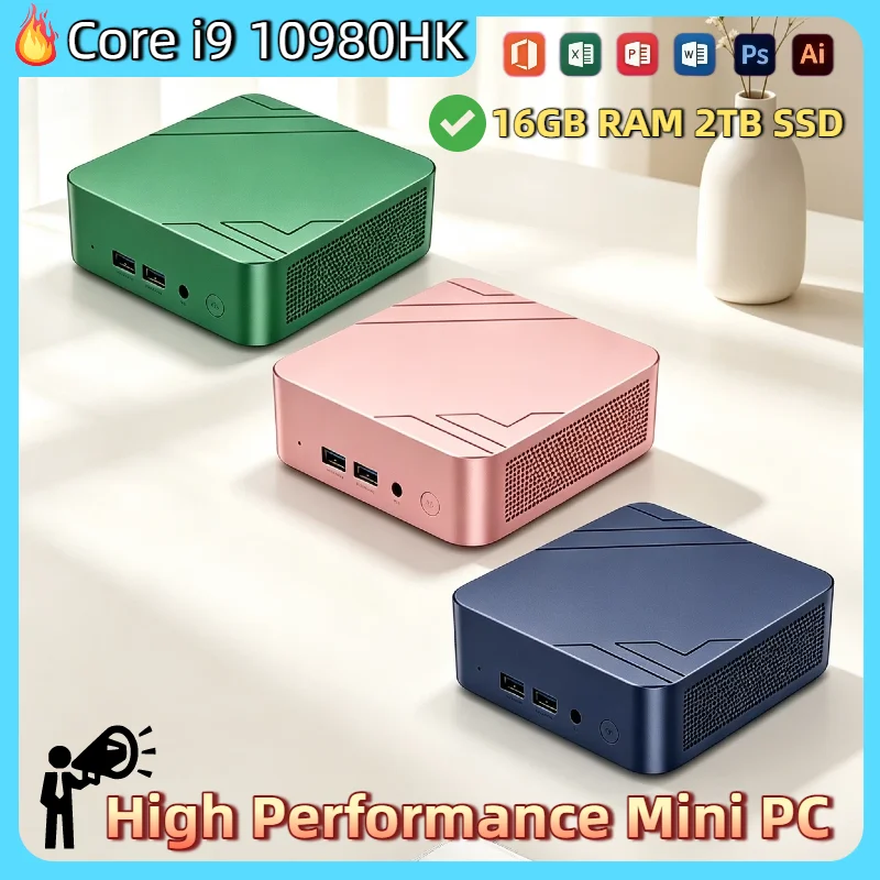 Portable Ultra Thin Mini Pocket PC Intel Core i9 10980HK Office Desktop 16GB DDR4 1TB 2TB SSD WiFi6 BT5.2 4K Resolution Pro Unit