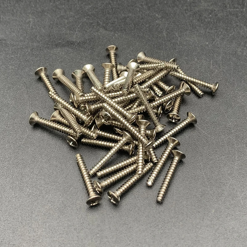 50Pcs Guitar Single Coil Pickups Height Adjusting Screws 3x21MM Flat Tail Screw for Pickup Installing Black/Gold/Chrome