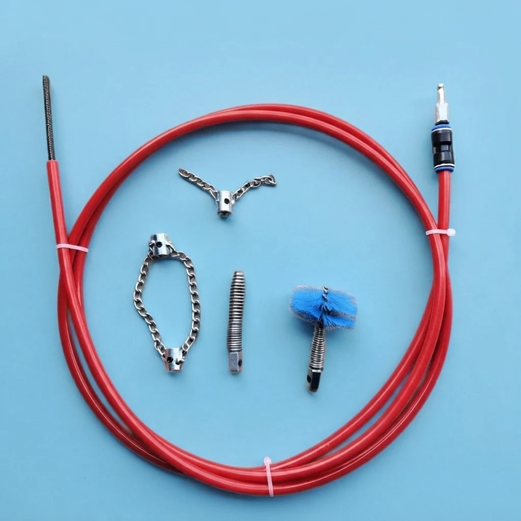 10mm Red Hose Toilet Tool, Household Sewer Floor Drain Pipe, Toilet Blockage, Kitchen Unclogging Hand Cranked Tool