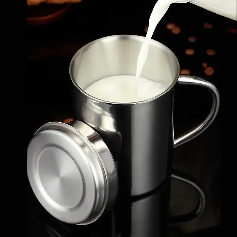 304 Stainless Steel  Cup Double Layer Anti-scalding Thermos Cup With Lip Coffee Tea Milk Beer Water Bottle Office Home Use