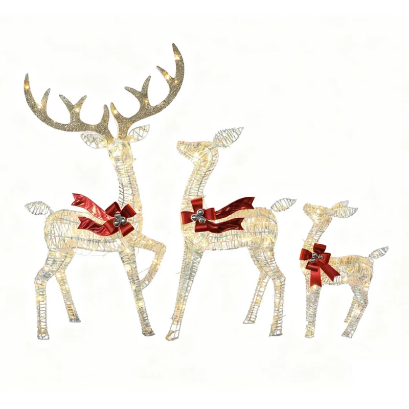 Three Symphony Luminous Elk Indoor and Outdoor Windows Christmas Ornaments Ornaments Christmas Iron Scene Arrangement
