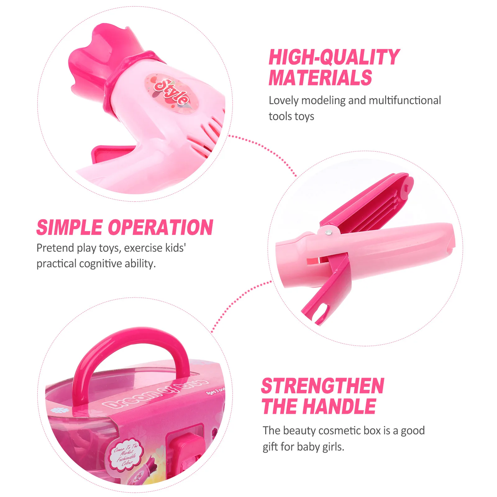 Estojo de beleza para meninas com caixa de armazenamento, conjunto de ferramentas de cabelo multifuncionais, estojo de transporte para crianças cognitivas