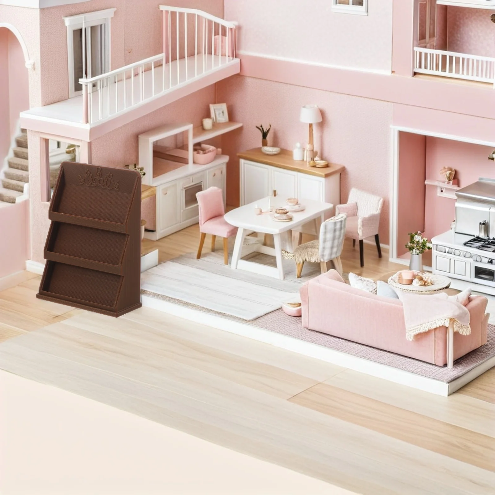 

2Pcs Vintage Magazine Rack Dollhouse Miniature Bookshelves for Tiny Books Display Shelf Accessories Retro Storage Solution Scale