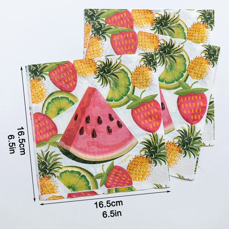 20pcs/Pac 33cm 2-Ply Watermelon Pineapple Lemon Fruit Printed Napkins Party Decoration Flower Paper Napkins Butterfly Bart Paper