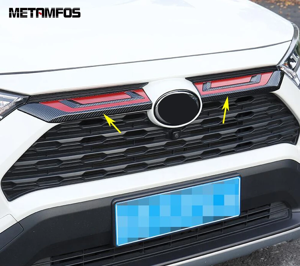 الجبهة مصبغة تقليم الجبهة سباق شواء الكسوة لتويوتا Rav4 Rav 4 المحدودة/LE/XLE/الهجين 2019-2024 2025 ألياف الكربون الملحقات #2