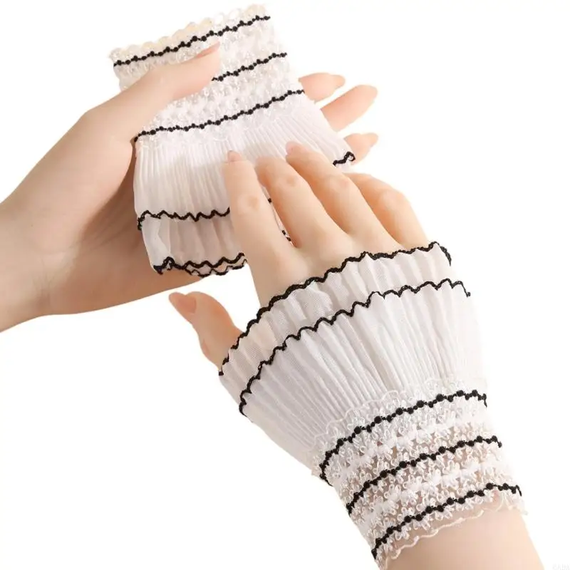 Trendy Lace Cuffs Arm Sleeves High Elasticity Wrist Cuffs Decorative Armwear For Women Girl Various Outfit Enhancement 6XDA