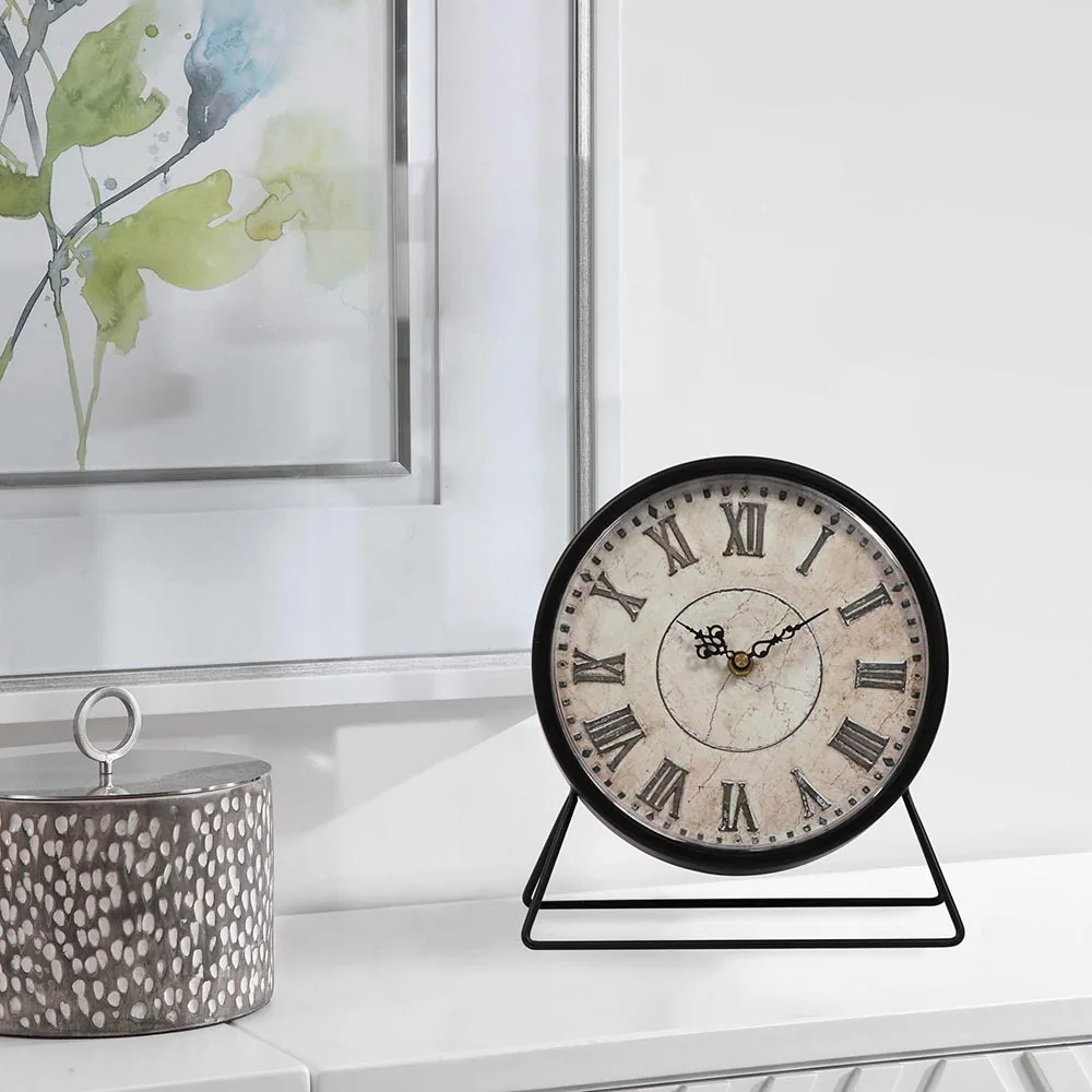 

CL spot retro decorative desk clock, home living room office decoration clock creative desktop wrought iron clock