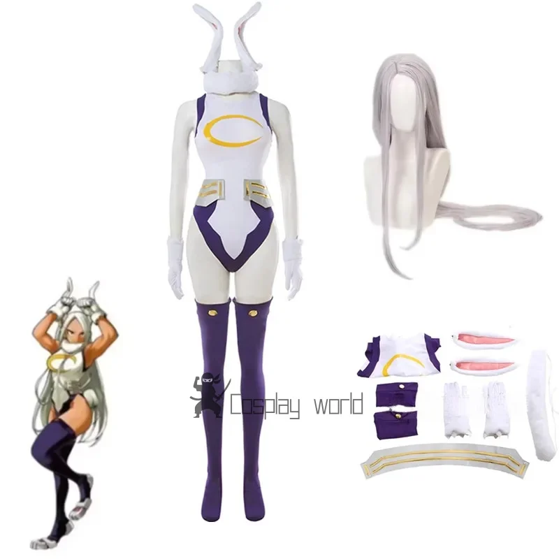 أزياء Mha Rabbit My Hero Mirko التأثيرية المثير من Miruko أزياء أنيمي Bnha Rumi Usagiyama لعب الأدوار والحفلات التنكرية للنساء