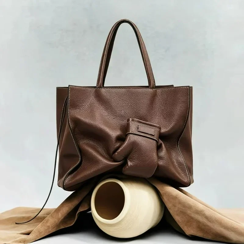 Fashion Vintage Women Tote Bag Large Capacity Shoulder Handbag Retro Solid Color Top‑handle Bag Work Daily Shopping Ladies Purse