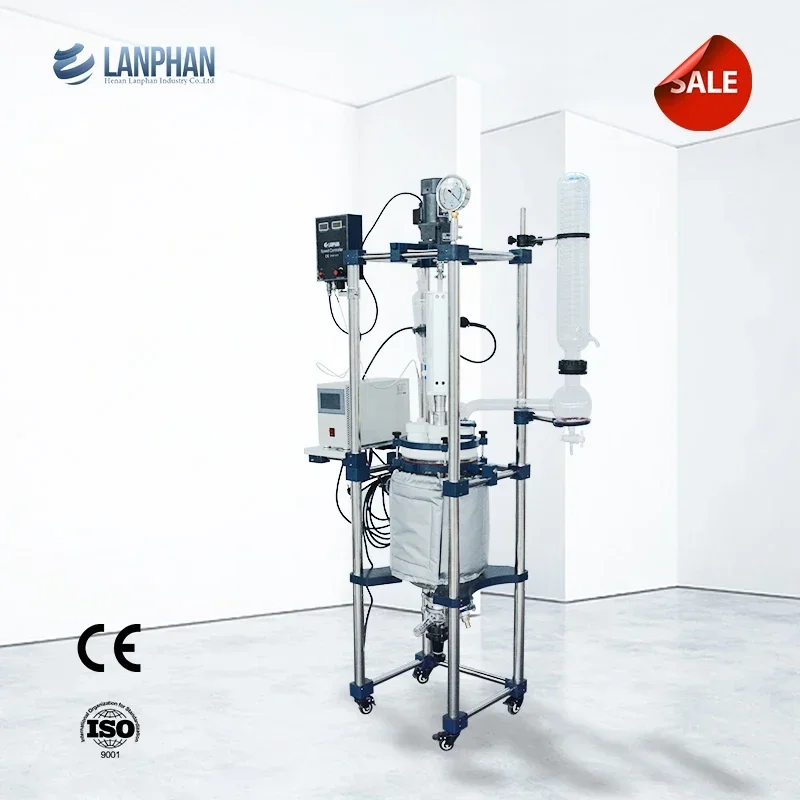 10l 20l 50l Biodiesel Ultrasonic High Pressure Lab Flat Bottom Chemistry Jacketed Glass Reactor