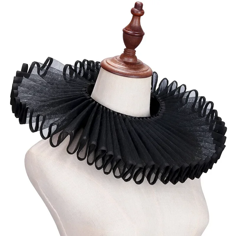 

Clown Costume Cosplay Collar Victorian Renaissance Neck Ruffle Choker Vintage Mesh Neck Halloween Party Stage Costume Accessorie