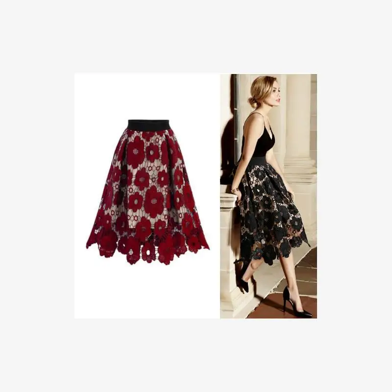 plus Size Lace f Skirt Street Sle High Waist A-Line Midi Skirt Slimming Trendy Women's Faion for plus Size 200 Pou
