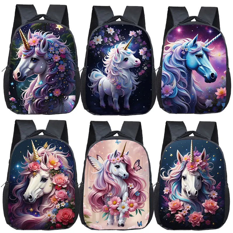 

Cute Unicorn Flower Print School Bag for 2-4 Years Old Kids Children Backpack Boy Girl Toddler Bags Bookbags Gift