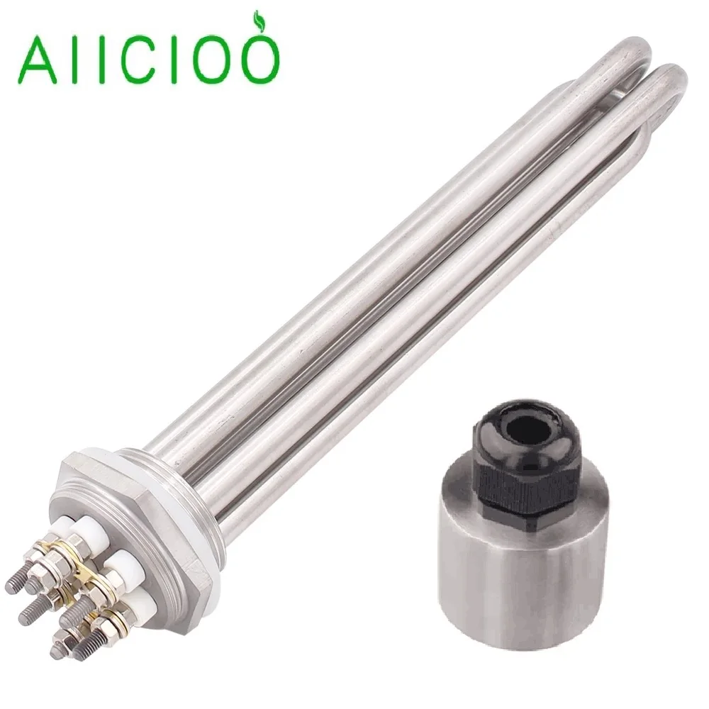 

AIICIOO Water Heater 220/380v Immersion Heating Element DN32/DN40 Tubular Electric Heater 3KW/4.5KW/6KW/9KW/12KW SUS304