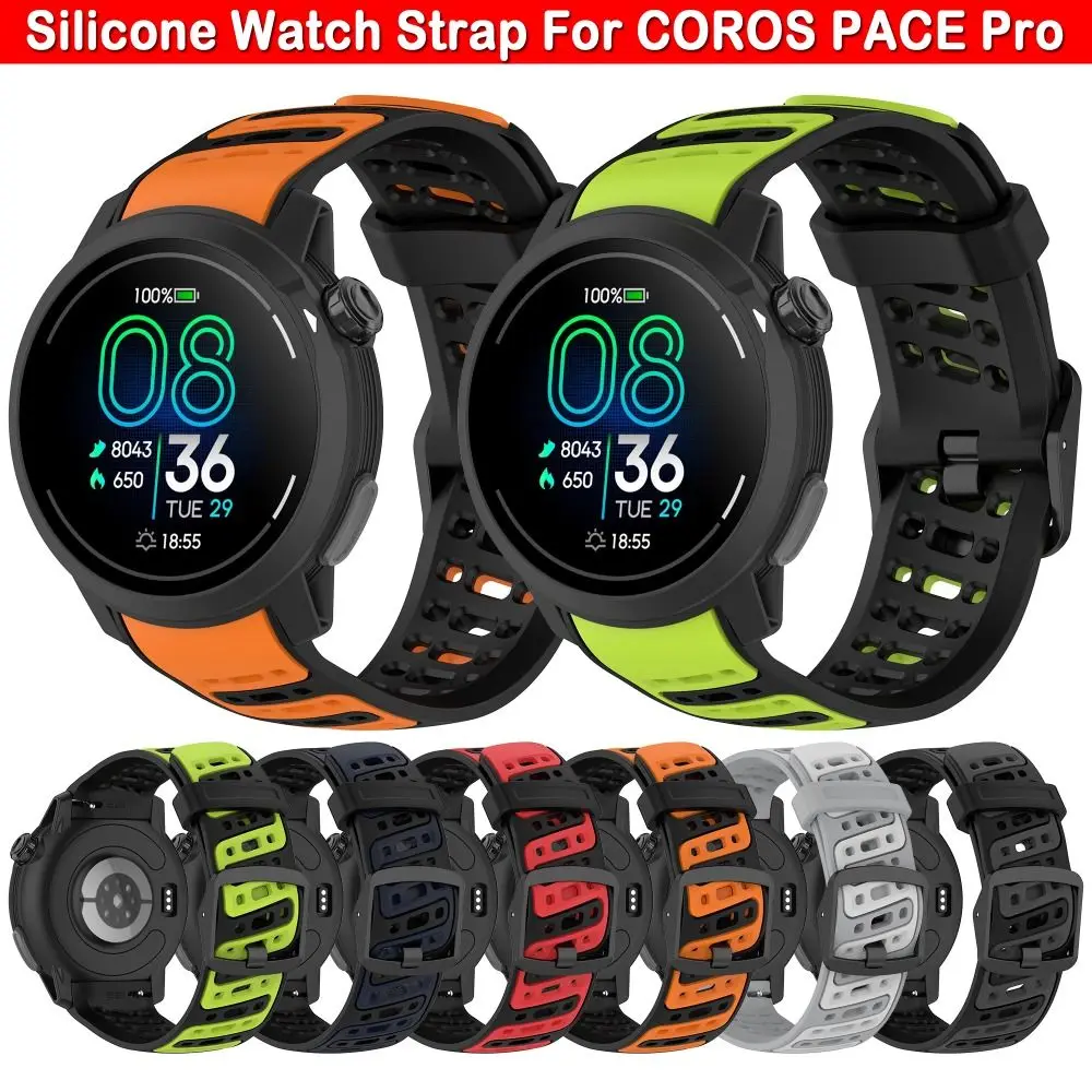 

Sport Silicone Watch Strap Double Color Replacement Bracelet Smart Watch Accessories Watchband for COROS PACE Pro