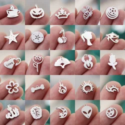 3Pcs Mini Flower/Geek Eye/Flame/Sun/Heart/Star/Alien Charms Fit DIY Bracelets Stainless Steel Pendant Jewelry Making Accessories