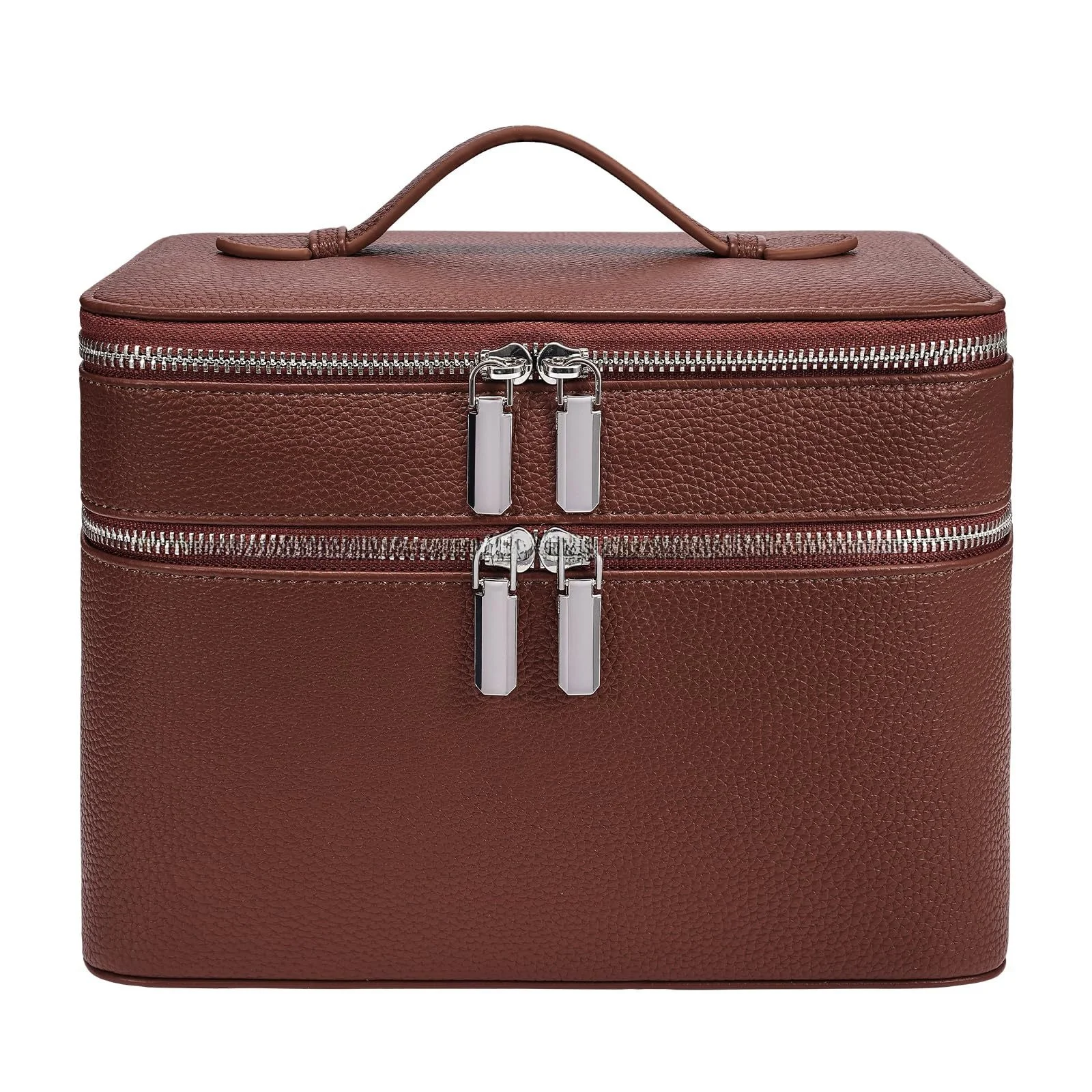 large-capacity-portable-pu-litchi-grain-pattern-makeup-bag-waterproof-convenient-storage-bag-double-layer-cross-border-new-model