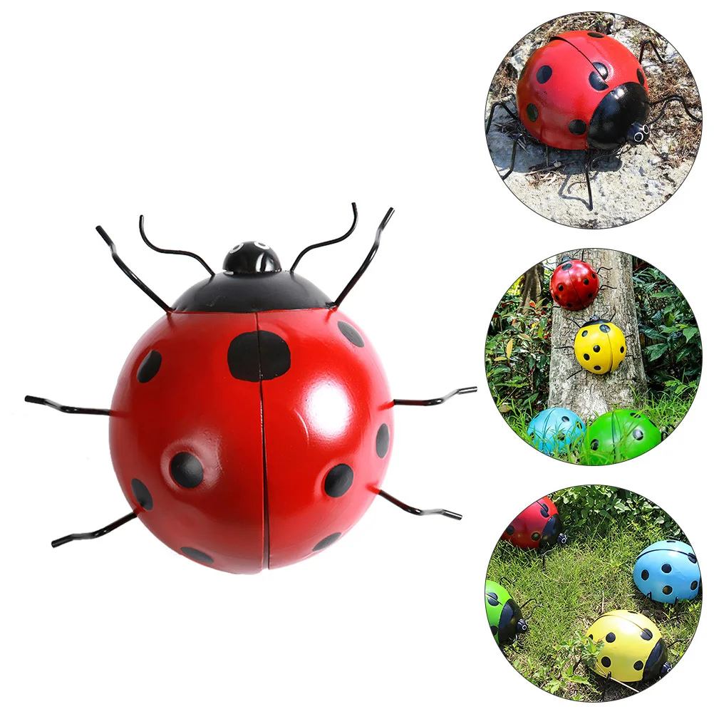 

1Pcs Large Simulation Ladybug Iron Garden Ornament Lively Lawn Decor for Backyard Patio Pond Brightening Holiday Gift Idea