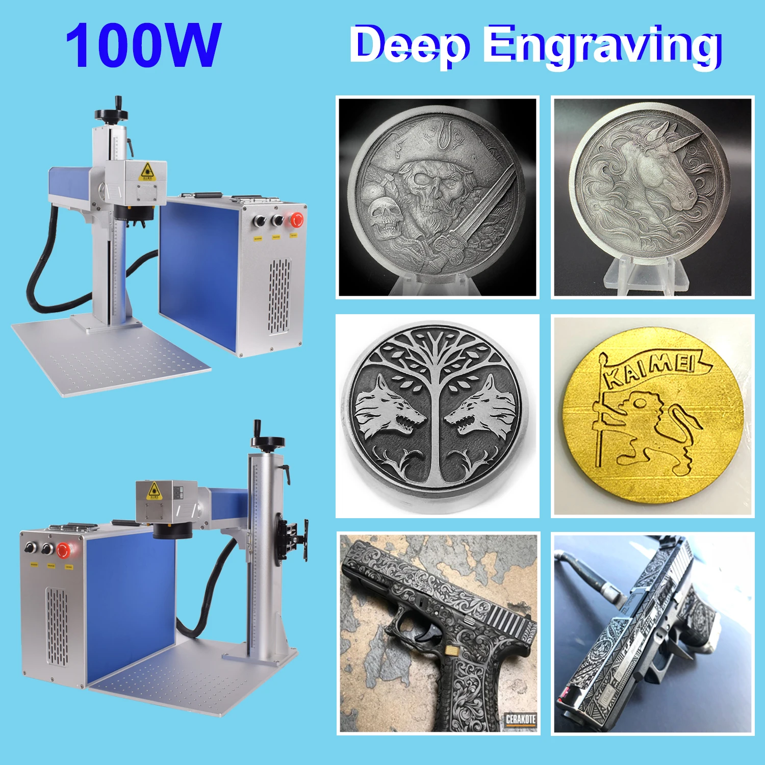 Raycus Mopa Fiber Laser Marking Machine 100W Laser Engraver impresora Laser Cutting Engraving Jewelry Silver Gold All Metal