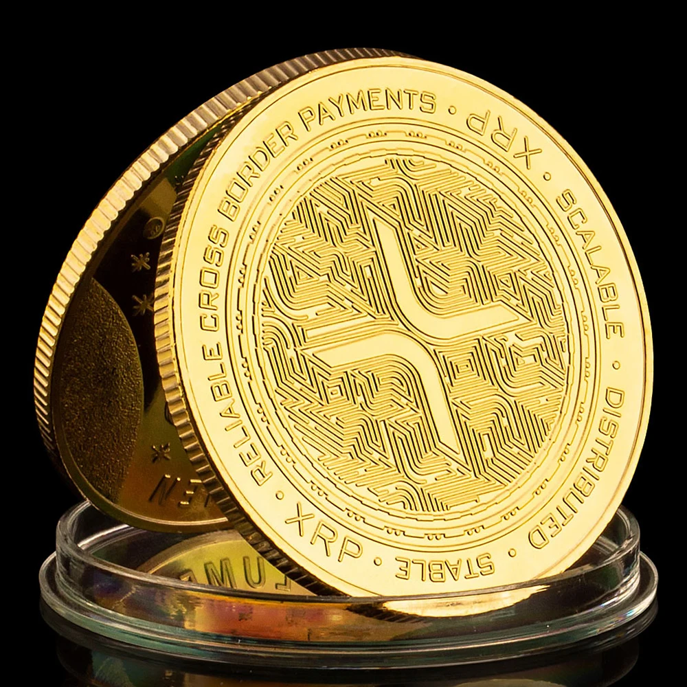 Ripple cryptocurrency coin physical crypto coin silver gold plattted souvenir gift non-currency commemorative coin