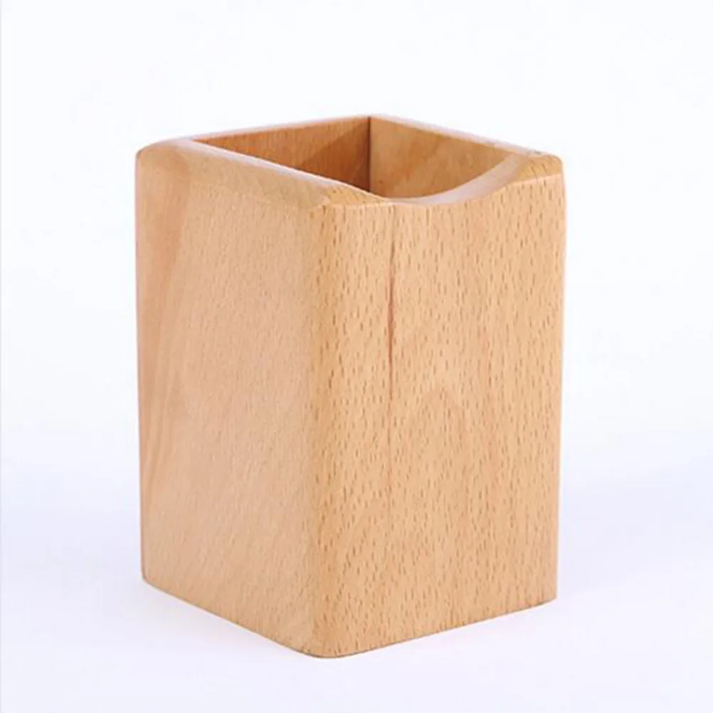 

Деревянная подставка для ручек из натурального бука, прочный настольный органайзер, многофункциональный ящик для хранения карандашей и палочек для еды