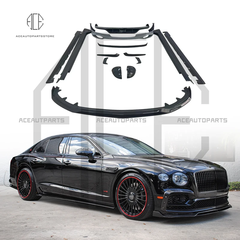 Carbon Fiber Body Kit For Bentley Flying Spur Front Lip Rear Bumper Diffuser Spoiler Side Skirts M Style Modification