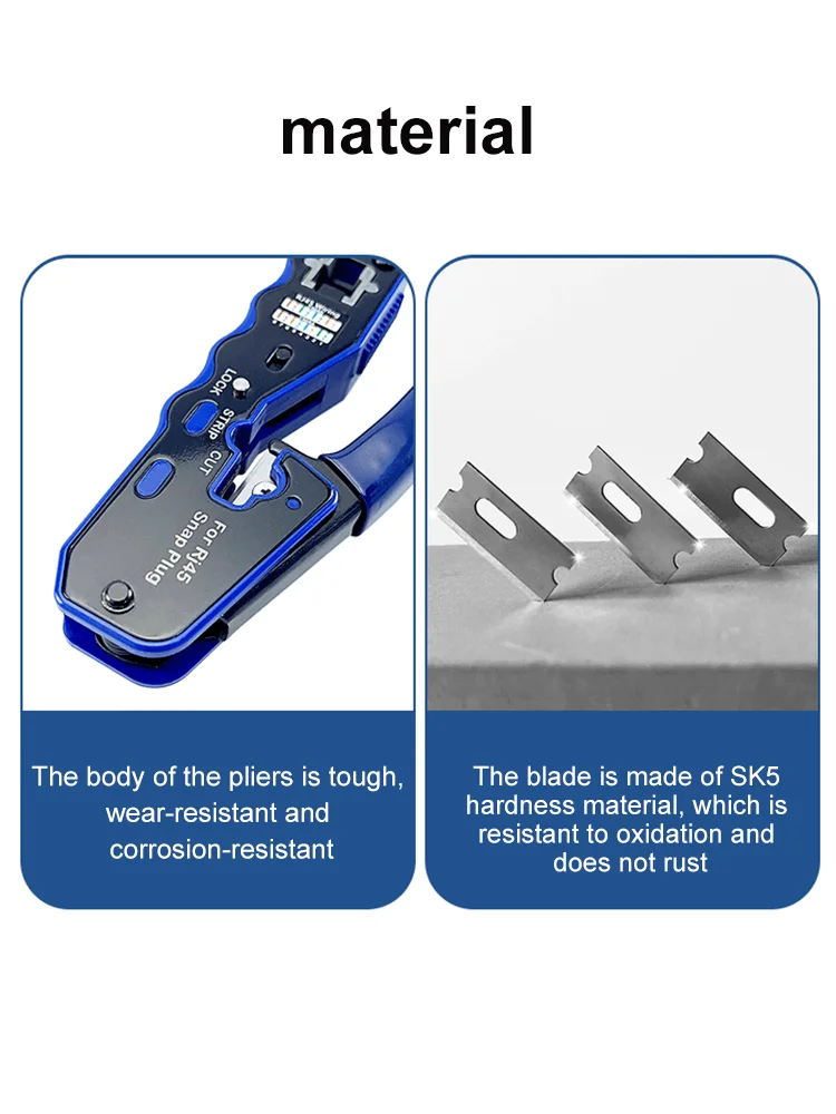 RJ45 Crimper Network Tools Ethernet Cable Stripper Through-hole Connector CAT5/6/7 Pliers Pressing Wire Clamp Tongs Clip