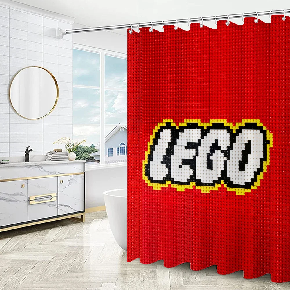 L-LEGO Shower Curtains in the Bathroom Sets Full Set Bath Curtain for Quarto Folding Partition Accessories Bedrooms Houses Rooms