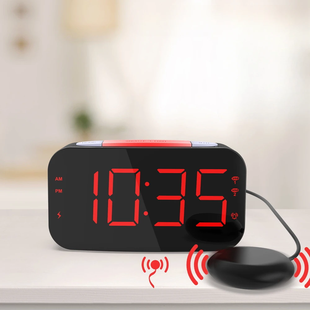 Loud Alarm Clock for Heavy Sleepers Vibrating Alarm Clock with Bed Shaker for Deaf and Hard of Hearing Night Light Snooze