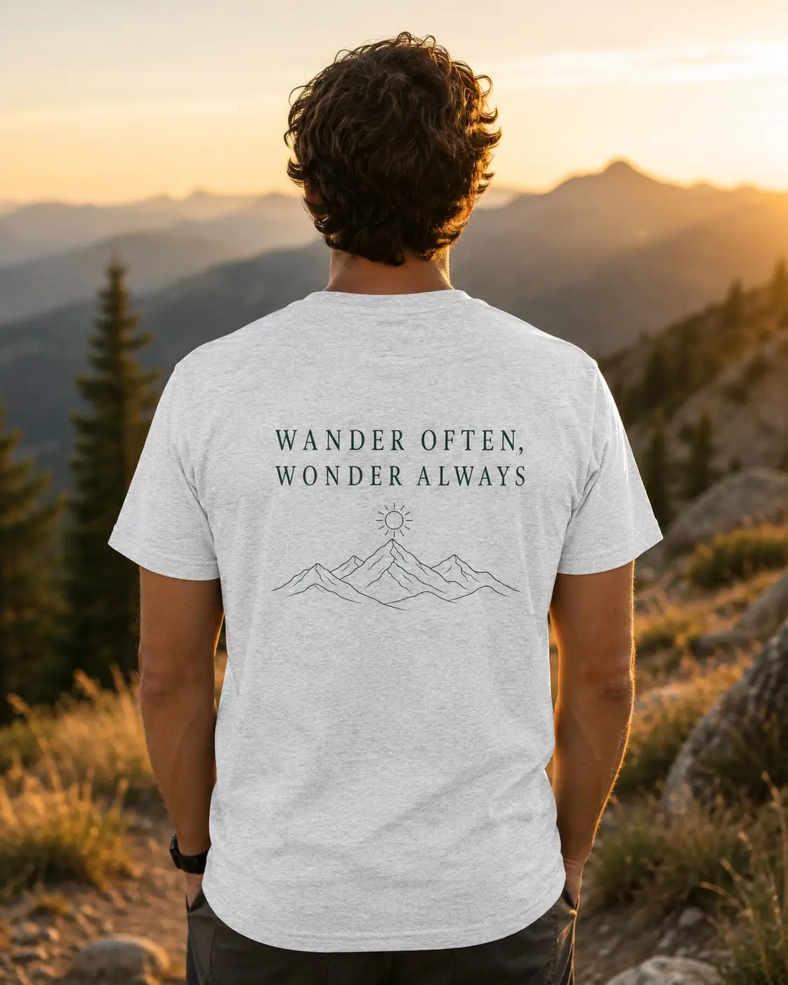 Nature Lover T-shirt, Mountain Hiking Vintage Print T-shirt, Travel Exploration Pattern T-shirt, Suitable for Both Men and Women
