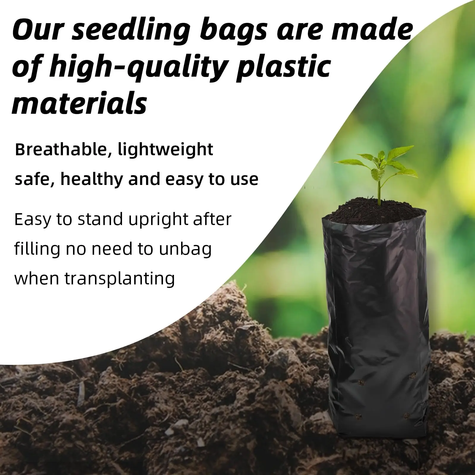 100pcs PE Black Seedling Planting Bag Breathable Nursery Plants Cultivation Pot for Garden Orchard Tree Transplanting Container gallery 4